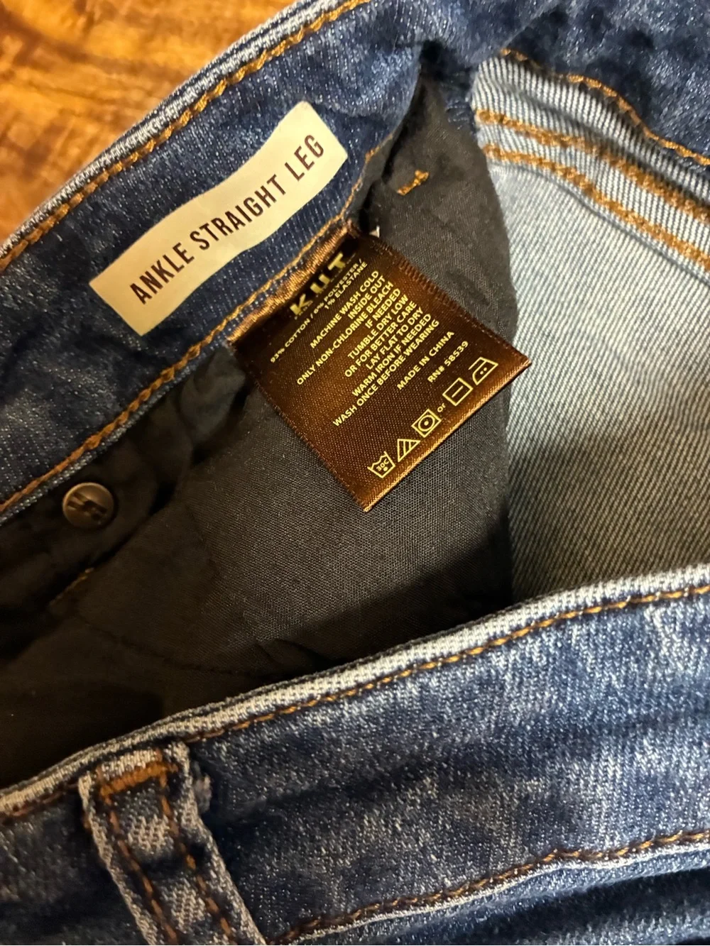 Kut from the Kloth Cropped Slim Ankle Jeans in Dark Blue Wash - Picture 5 of 7